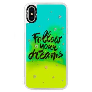 Neónové puzdro Blue iSaprio - Follow Your Dreams - black - iPhone X vyobraziť
