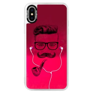 Neónové púzdro Pink iSaprio - Man With Headphones 01 - iPhone X vyobraziť