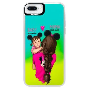 Neónové puzdro Blue iSaprio - Mama Mouse Brunette and Girl - iPhone 8 Plus vyobraziť
