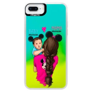 Neónové puzdro Blue iSaprio - Mama Mouse Brunette and Boy - iPhone 8 Plus vyobraziť