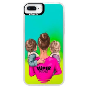 Neónové puzdro Blue iSaprio - Super Mama - Two Boys - iPhone 8 Plus vyobraziť
