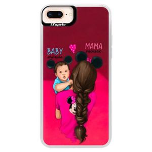 Neónové púzdro Pink iSaprio - Mama Mouse Brunette and Boy - iPhone 8 Plus vyobraziť