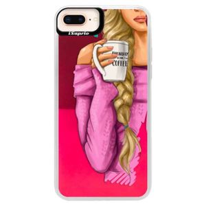 Neónové púzdro Pink iSaprio - My Coffe and Blond Girl - iPhone 8 Plus vyobraziť