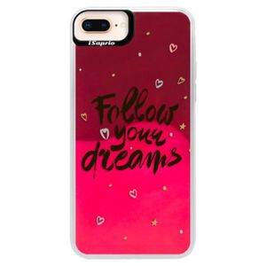 Neónové púzdro Pink iSaprio - Follow Your Dreams - black - iPhone 8 Plus vyobraziť