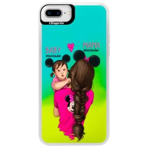 Neónové puzdro Blue iSaprio - Mama Mouse Brunette and Girl - iPhone 7 Plus vyobraziť