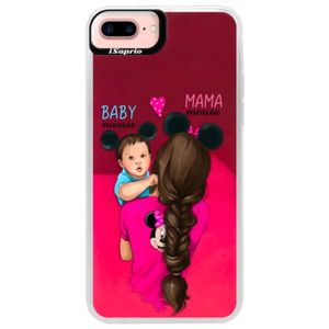 Neónové púzdro Pink iSaprio - Mama Mouse Brunette and Boy - iPhone 7 Plus vyobraziť