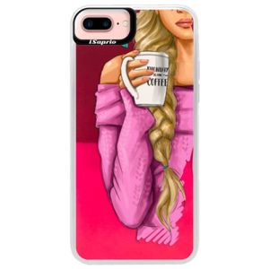 Neónové púzdro Pink iSaprio - My Coffe and Blond Girl - iPhone 7 Plus vyobraziť