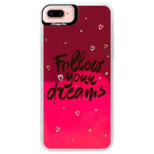 Neónové púzdro Pink iSaprio - Follow Your Dreams - black - iPhone 7 Plus vyobraziť