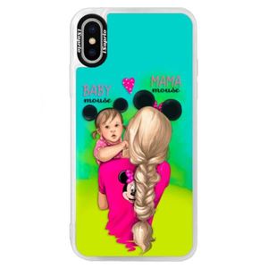 Neónové puzdro Blue iSaprio - Mama Mouse Blond and Girl - iPhone XS vyobraziť