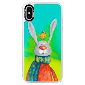 Neónové puzdro Blue iSaprio - Rabbit And Bird - iPhone XS vyobraziť