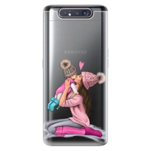 Odolné silikónové puzdro iSaprio - Kissing Mom - Brunette and Girl - Samsung Galaxy A80 vyobraziť