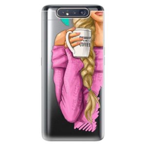 Odolné silikónové puzdro iSaprio - My Coffe and Blond Girl - Samsung Galaxy A80 vyobraziť