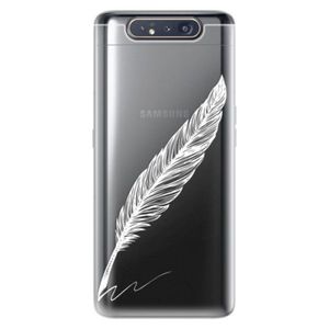 Odolné silikónové puzdro iSaprio - Writing By Feather - white - Samsung Galaxy A80 vyobraziť