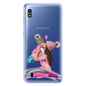 Odolné silikónové puzdro iSaprio - Kissing Mom - Brunette and Girl - Samsung Galaxy A10 vyobraziť