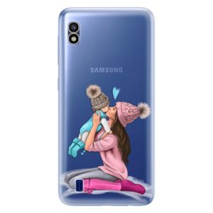 Odolné silikónové puzdro iSaprio - Kissing Mom - Brunette and Boy - Samsung Galaxy A10 vyobraziť