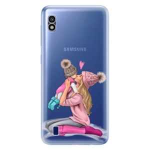 Odolné silikónové puzdro iSaprio - Kissing Mom - Blond and Girl - Samsung Galaxy A10 vyobraziť