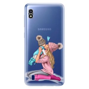 Odolné silikónové puzdro iSaprio - Kissing Mom - Blond and Boy - Samsung Galaxy A10 vyobraziť