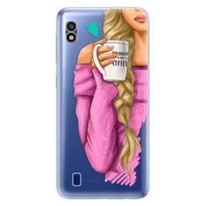 Odolné silikónové puzdro iSaprio - My Coffe and Blond Girl - Samsung Galaxy A10 vyobraziť