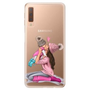 Odolné silikónové puzdro iSaprio - Kissing Mom - Brunette and Girl - Samsung Galaxy A7 (2018) vyobraziť