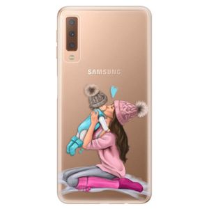 Odolné silikónové puzdro iSaprio - Kissing Mom - Brunette and Boy - Samsung Galaxy A7 (2018) vyobraziť