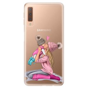 Odolné silikónové puzdro iSaprio - Kissing Mom - Blond and Girl - Samsung Galaxy A7 (2018) vyobraziť