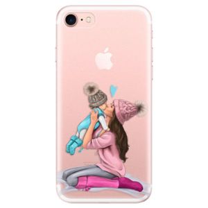 Odolné silikónové puzdro iSaprio - Kissing Mom - Brunette and Boy - iPhone 7 vyobraziť