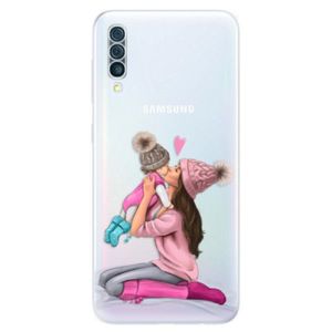 Odolné silikónové puzdro iSaprio - Kissing Mom - Brunette and Girl - Samsung Galaxy A50 vyobraziť