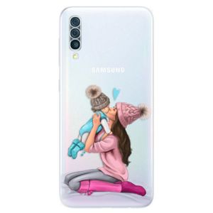 Odolné silikónové puzdro iSaprio - Kissing Mom - Brunette and Boy - Samsung Galaxy A50 vyobraziť