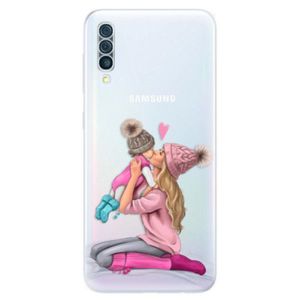 Odolné silikónové puzdro iSaprio - Kissing Mom - Blond and Girl - Samsung Galaxy A50 vyobraziť