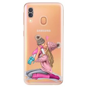 Odolné silikónové puzdro iSaprio - Kissing Mom - Blond and Girl - Samsung Galaxy A40 vyobraziť