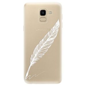 Odolné silikónové puzdro iSaprio - Writing By Feather - white - Samsung Galaxy J6 vyobraziť
