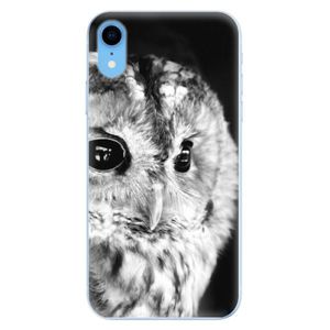 Odolné silikónové puzdro iSaprio - BW Owl - iPhone XR vyobraziť