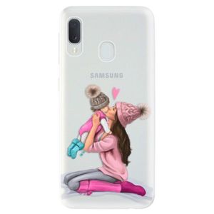 Odolné silikónové puzdro iSaprio - Kissing Mom - Brunette and Girl - Samsung Galaxy A20e vyobraziť