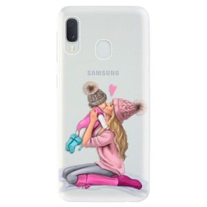Odolné silikónové puzdro iSaprio - Kissing Mom - Blond and Girl - Samsung Galaxy A20e vyobraziť