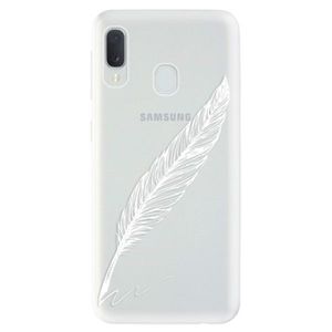 Odolné silikónové puzdro iSaprio - Writing By Feather - white - Samsung Galaxy A20e vyobraziť