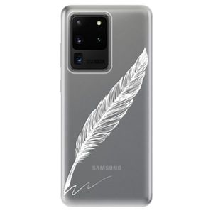 Odolné silikónové puzdro iSaprio - Writing By Feather - white - Samsung Galaxy S20 Ultra vyobraziť