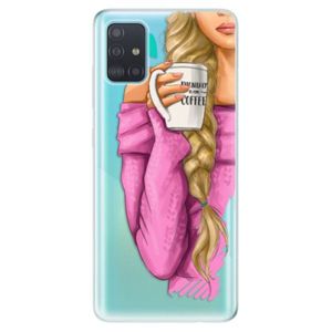 Odolné silikónové puzdro iSaprio - My Coffe and Blond Girl - Samsung Galaxy A51 vyobraziť