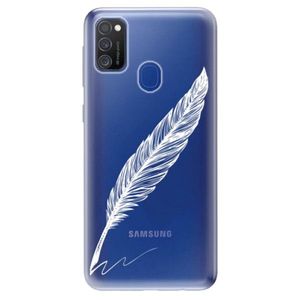 Odolné silikónové puzdro iSaprio - Writing By Feather - white - Samsung Galaxy M21 vyobraziť