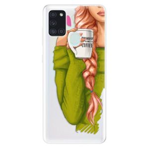 Odolné silikónové puzdro iSaprio - My Coffe and Redhead Girl - Samsung Galaxy A21s vyobraziť