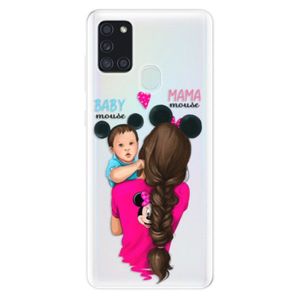 Odolné silikónové puzdro iSaprio - Mama Mouse Brunette and Boy - Samsung Galaxy A21s vyobraziť