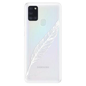 Odolné silikónové puzdro iSaprio - Writing By Feather - white - Samsung Galaxy A21s vyobraziť