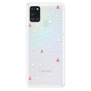 Odolné silikónové puzdro iSaprio - Abstract Triangles 02 - white - Samsung Galaxy A21s vyobraziť
