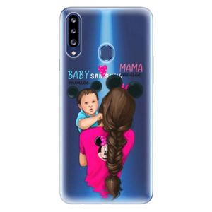 Odolné silikónové puzdro iSaprio - Mama Mouse Brunette and Boy - Samsung Galaxy A20s vyobraziť