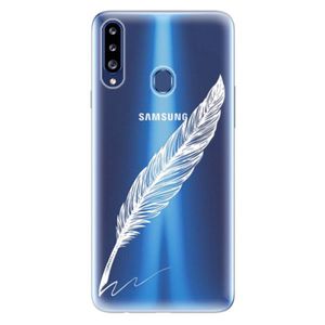 Odolné silikónové puzdro iSaprio - Writing By Feather - white - Samsung Galaxy A20s vyobraziť