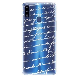 Odolné silikónové puzdro iSaprio - Handwriting 01 - white - Samsung Galaxy A20s vyobraziť