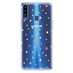 Odolné silikónové puzdro iSaprio - Abstract Triangles 02 - white - Samsung Galaxy A20s vyobraziť