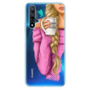Odolné silikónové puzdro iSaprio - My Coffe and Blond Girl - Huawei Nova 5T vyobraziť