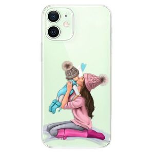 Odolné silikónové puzdro iSaprio - Kissing Mom - Brunette and Boy - iPhone 12 vyobraziť