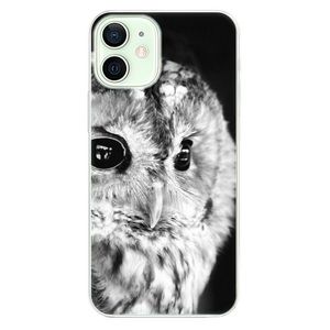 Odolné silikónové puzdro iSaprio - BW Owl - iPhone 12 mini vyobraziť