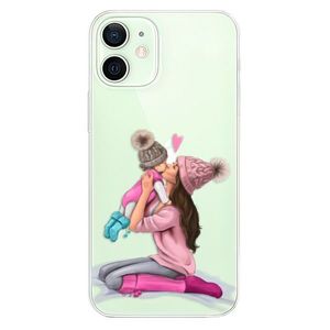 Odolné silikónové puzdro iSaprio - Kissing Mom - Brunette and Girl - iPhone 12 mini vyobraziť